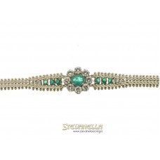 BRACCIALE oro bianco 18kt diamanti e smeraldi anni '60 original